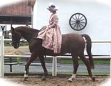 Prsentation der Reiterin im Damensattel mit Kostm  -( Die Dame zu Pferd )